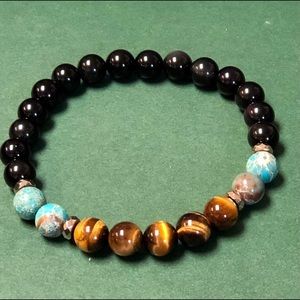 Men Bracelet Ónix-Eye Tiger-Turquoise